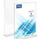 2 Pack Acrylic Sign Holder, 8.5 x 11 inches Clear Sign Holder T Shape Double-Sided Table Menu Display Stand Desktop Display Stand Paper Holder Acrylic Sign (Transparent)