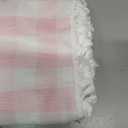 Gingham Tablecloth Rectangular, Tassels Checkered Table Cloth Washable Cotton Linen Plaid Table Cover for Spring Summer Kitchen Dining Party,Pink and White,55x70