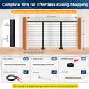 36" 2 Pack Black Cable Railing Post, T304 Stainless Steel Level Drilled Railing Post with Black 1/8" Cable, Surface Mount Powder-Coated Railing Post for Indoor Outdoor Deck Fence Porch System