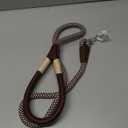 Mile High Life Genuine Leather Wrapped Handle Dog Leash, w Heavy Duty Clasp Rope Leash for Small Medium Large Dogs (Brown, 4FT) (48 Inch-1/2")