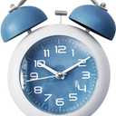 TXY Alarm Clock, Metal 4 Inch Desk Table Analog Clock Silent with Night Light for Dormitory Home Office Travel Decor Alarm Clock (Blue)