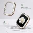 Supoix Compatible with Apple Watch Band 38/40/41/42/44/45/46/49mm+ Case, Women Jewelry Bling Diamond Rhinestone Replacement Metal Bands & 2 Pack PC Protector Case for iWatch Ultra 3/2/1 Series 11/10/9/8/7/6/5/4/3/2/1/SE (Champagne)