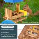MIXXIDEA Wooden Squirrel Feeder Table with Water Bowl, Squirrel Picnic Table for Outside with Umbrella, Brown Squirrel Feeder with Corn Cob Holder Cute Chipmunk Feeder (Blue)