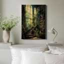 Dark Academia Paintings Gothic Library Canvas Vintage Victorian Pictures Medieval Castle Wall Art Moody Botanical Prints Vintage Library Posters Moody Gothic Artwork Dark Castle Painting 16x24in Framed