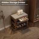Small Shoe Bench with Storage, Wooden Shoe Storage Bench with Cushion&Hidden Drawer, 2-Tier Shoe Rack Bench for Entryway, Mudroom, Hallway, 23.6"W x 13.6"D x 21.3"H