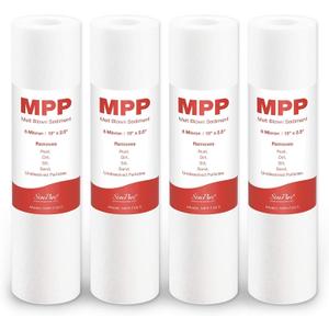 SimPure 5 Micron 10" x 2.5" Whole House Sediment Water Filter Cartridge Replacement for 10 inch RO Unit, Compatible GE FXUSC, Culligan P5, Aqua-Pure AP110, WFPFC5002, CFS110, WHKF-GD05, (Pack of 4)