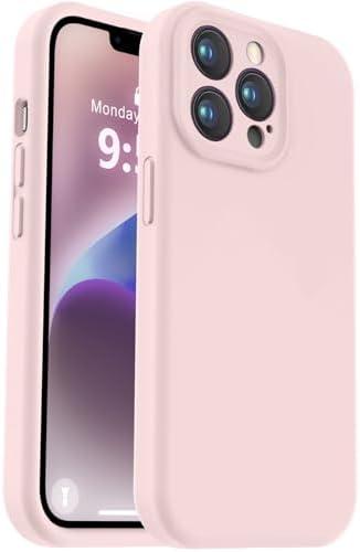 Vooii Compatible with iPhone 13 Pro Case, Liquid Silicone Upgrade [Camera Protection] [Soft Anti-Scratch Microfiber Lining] Shockproof Phone Case for iPhone 13 Pro 6.1 inch - Chalk Pink