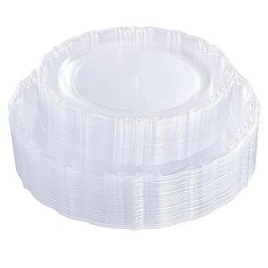 U-QE 60PCS Clear Plastic Plates for Party - Clear Plates Disposable Heavy Duty for Party & Wedding - Include 30PCS 10inch Dinner Plates and 30PCS 7.5inch Dessert/Salad Plates