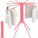 Fendia Clothes Drying Rack Foldable & Collapsible Drying Racks with 4-Leg Octopus Design, Large Capacity Space Saving Indoor Drying Rack for Bedroom, Balcony, Laundry for Indoor/Outdoor Use Pink