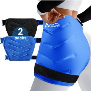 Atsuwell Extra Large Hip Ice Pack Wrap, Reusable Gel Ice Packs for Hip, Soft Plush Lined Cold Compress for Back, Thigh, Leg, Flexible Hip Ice Wrap for Care Package, 2 Packs