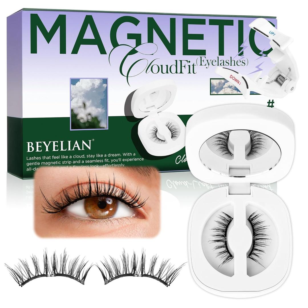 BEYELIAN Magnetic Eyelashes with Applicator Kit, Reusable Natural Look False Lashes, No Glue Needed Soft Magnetic Lashes for Eye M14 (Lightweight & Comfortable)