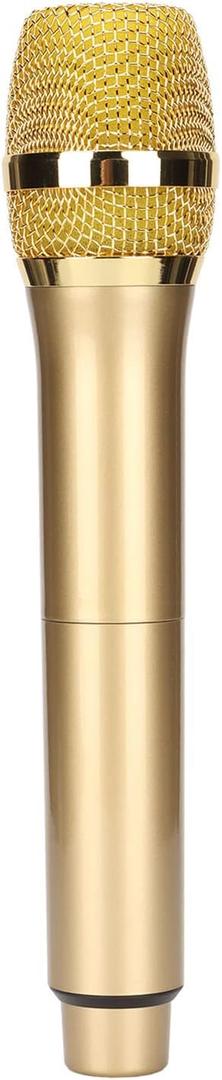 GOWENIC Microphone,Metal Dual Professional UHF Cordless Dynamic Mic Handheld Microphone System, for Home Karaoke, Meeting, Party, Church, DJ, Wedding(Gold)