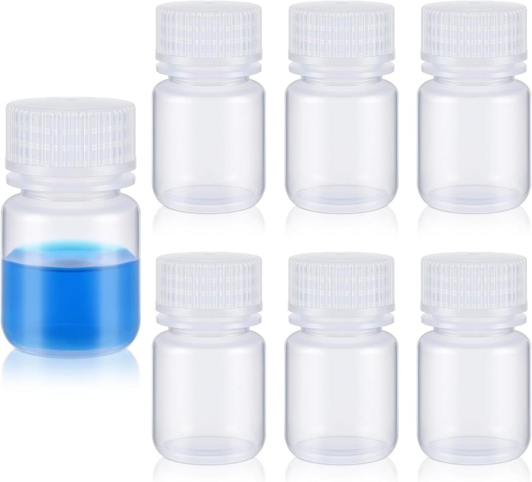 Tatuo 6 Pcs 1 oz 30ml Polypropylene Reagent Bottle Plastic Sample Bottles with Screw Caps Transparent PP Sample Containers with Lid for Liquids, Laboratory, Storage at Home (Clear)