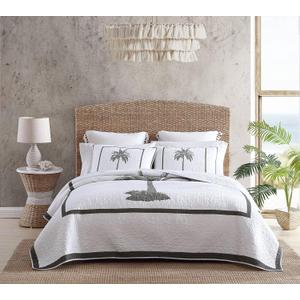 Tommy Bahama | Palm Island Collection | Quilt - 100% Cotton, Reversible, Soft & Breathable , Pre-Washed for Added Softness, King, Grey