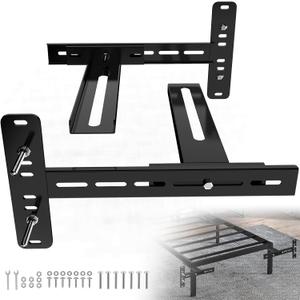 Universal Bed Headboard Brackets, Adjustable Bed Base for Twin/King/Queen/Full Size Beds Headboard Wall Mounting Bracket with Footboard Extension Kit T-Shaped Bracket Extension