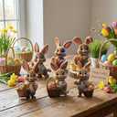 Easter Decorations for Home, Bunny Decorations Spring Home Decor,6 pcs Wooden Easter Bunny Table Sign