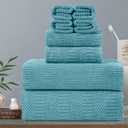 8 Piece Oversized Bath Towels Set Turquoise,2 Extra Large Bath Sheets,2 Hand Towels and 4 Washcloths 600 GSM Soft Bathroom Towel,Highly Absorbent Quick Dry Towels Set for Bathroom,Hotel and Spa (8-Piece Set)