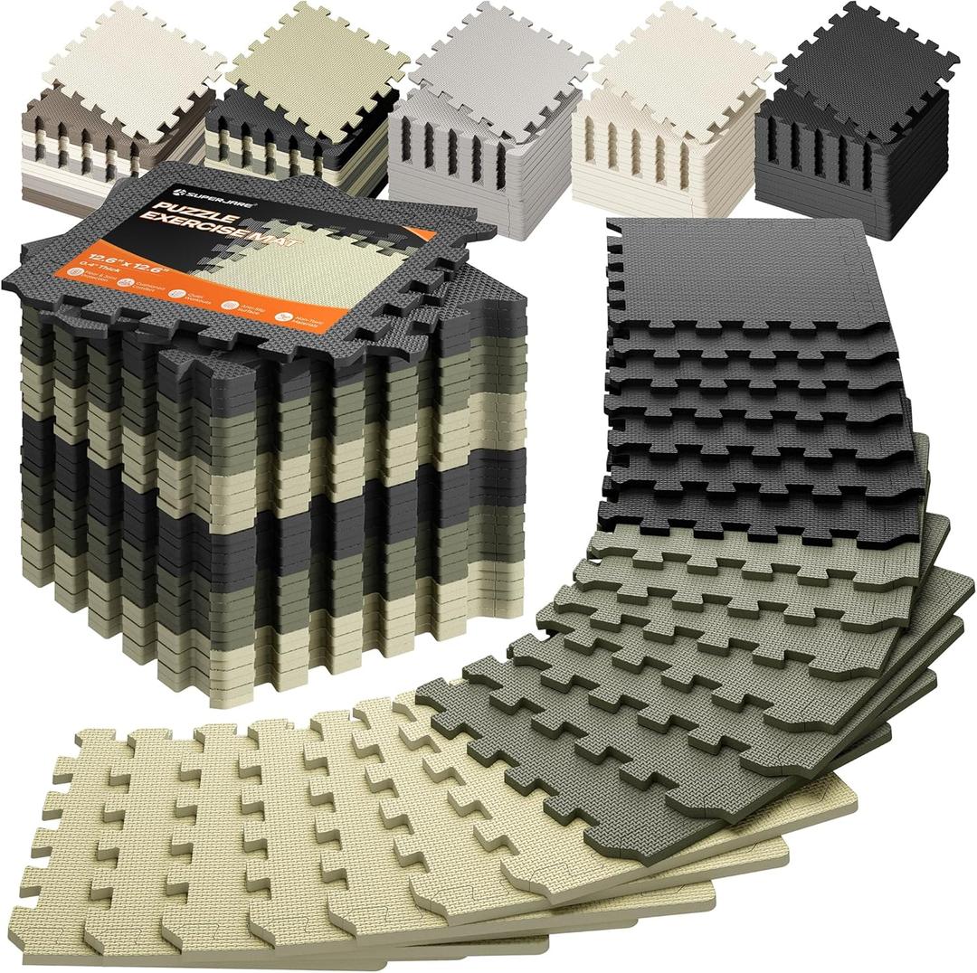 SUPERJARE Gym Floor Mats, EVA Foam Puzzle Exercise Mats, Foam Floor Tiles