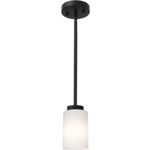 TODOLUZ Black Pendant Light Fixture with Opal White Glass, Farmhouse Mini Chandelier for Kitchen Island Hallway
