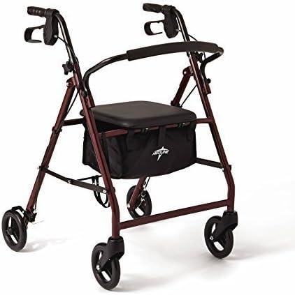 Medline Basic Rollator Four-Wheeled Rolling Walker, Steel, 6"