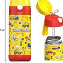 Jarlson Kids Water Bottle CHARLI [12OZ] - Stainless Steel Thermo Bottle with Straw - Insulated, Spill Proof Waterbottle for School & Sports - Thermo Tumbler for Boys & Girls (Vehicles)