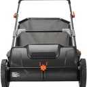 21-Inch Push Lawn Sweeper,Heavy Duty Steel Frame with 3.5 cu.ft Mesh Bag,Adjustable Brush Height and Rubber Wheels,2 Spinning Brushes for Leaves, Grass, Debris,Easy Storage & Dump Design