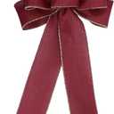 Cranberry Red with Gold Edge Wired Wreath Holiday Bow (8, Large)