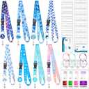 8 Pack Cruise Lanyards Set for Ship Cards, with Retractable Badge Reel Waterproof Luggage Tag Holders Id Card Holders, Sea-Themes Pattern for All Cruises Ticket Key Cards Luggage Tag