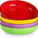 vancasso Pasta Bowls Set of 4, 46 oz Ceramic Salad Serving Bowls and Soup Bowls, Microwave Safe Pasta Plates, Large Shallow Kitchen Dishes, Bonita Series - Multicolor