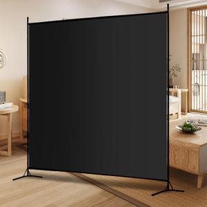 Single Large Panel Room Divider, 6 Ft Tall Privacy Screen Room Divider,Freestanding Room Partition Wall Divider,Lightweight Room Divider Screen for Home Office,69''W x 70''H, Black