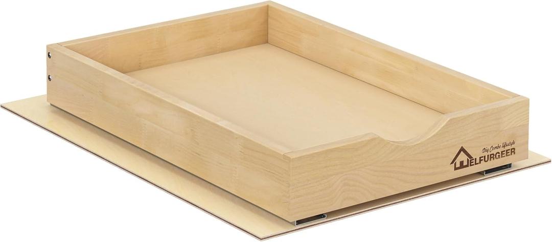 WelFurGeer Soft Close Pull Out Drawers for Cabinets, 14" W x 22" D Pull Out Cabinet Drawer with Heavy Duty Slides, Pull Out Cabinet Organizer, Cabinet Roll Out Drawers, Pull-Out Home Organizers (Natural Birch Wood 3'' H)