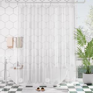 AmazerBath Long Shower Curtain 80 Inches Clear Shower Curtain Plastic Premium PEVA, Heavy Duty 8G Weighted Shower Curtains for Bathroom with 3 Big Stones and 12 Grommets, 72x80 Inches