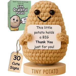 Thank You Gift for Women - Positive Crochet Potato with 30 Cute Appreciation Signs - Funny Gratitude Gift for Coworker Doctor Nurse Teacher Employees - Bulk Staff Appreciation Thank You Present Idea
