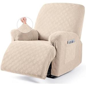 VANSOFY Recliner Chair Cover, 3-Pieces Stretch Recliner Covers for Recliner Chair Soft Reclining Chair Slipcover Furniture Protector for Dogs Cats(Cream)