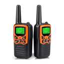 Walkie Talkies, MOICO Long Range Walkie Talkies for Adults with 22 FRS Channels, Family Walkie Talkie with LED Flashlight VOX LCD Display for Hiking Camping Trip (Orange, 2 Pack)