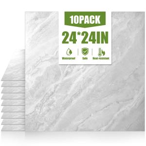 RORA 24x24 Inch Peel and Stick Floor Tile 10 -Pack Self-Adhesive Waterproof Vinyl Flooring,Vinyl Floor Tiles DIY for Bathroom, Laundry,Kitchen,Living Room,40 Sq.Ft, Light Grey Marble