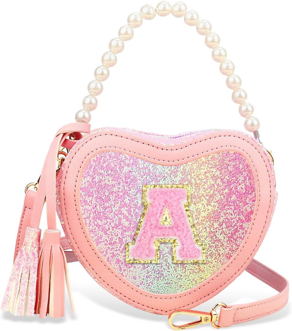 Birthday Purse Gifts for Little Girls - Heart Princess Handbags Shoulder Kids Crossbody Bag Toddler for Christmas Gift A