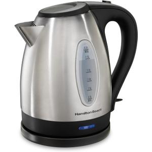 Hamilton Beach Electric Tea Kettle, Water Boiler & Heater, 1.7 Liter, Cordless Serving, 1500 Watts for Fast Boiling, Auto-Shutoff and Boil-Dry Protection, Stainless Steel (40880)