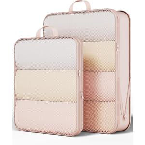 Veken 2/6/9/11 Set Compression Packing Cubes for Travel Essentials,Compressible Expandable Large Luggage Suitcase Organizer Bags for Clothing,Durable Space Saver Storage Bags(Beige)