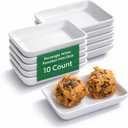 Restaurantware 3.1 x 2.2 Inch Serving Plates 10 Mini Rectangle Plates - Oven-Safe Microwave-Safe White Porcelain Hor doeuvres Serving Plates Freezer-Safe For Appetizers Desserts And Samples