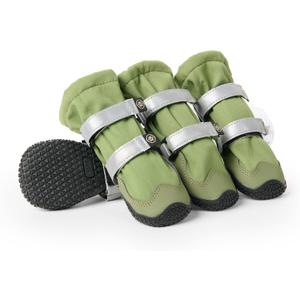 Spark Paws Dog Rainboots, Waterproof Dog Shoes for Medium to Large Dogs, Non Slip, Dog Booties and Paw Protectors - 4PCS Doggie Hiking Boots with Reflective Straps - Green - Size 4