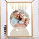 Malden International Designs 5x7 Gold Metal and Ribbed Glass Tabletop Picture Frame