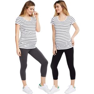 Motherhood Maternity womens Maternity Bump Start 2 Pack Under Belly Casual Leggings Medium 