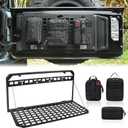 MAIKER Tailgate Table 3 Storage Bags,Tailgate MOLLE Panel Compatible with 2007-2024 Jeep Wrangler JK JKU JL JLU Foldable Cargo Shelf Aluminum Alloy Storage Shelf (Not Fit Models with Stock Subwoofer)