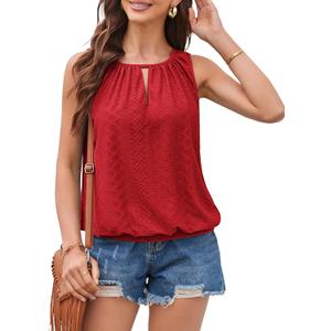 GRACE KARIN Womens Tank Tops V Neck Dressy Casual Cami Sleeveless Camisole Blouses Eyelet Shirts Summer Tank Tops (Small, Red)