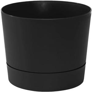 Root & Vessel Majestic Mid-Century Modern Low Profile Cylinder Pot, Matte Black, 8.5"