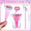 Remerry 24 Pcs Unicorn Swizzle Sticks 6.7 Inch Unicorn Acrylic Drink Stirrers Reusable Pink Cocktail Coffee Stirrers Bulk for Bachelorette Bridal Baby Shower Wedding Birthday Party Decor