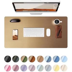 YSAGi Leather Desk Protector, Office Mat, Large Mouse Mat, Non-Slip PU Leather Blotter, Laptop Desk Pad, Waterproof Writing Pad for Office and Home (Bronze, 23.6" x 13.8")