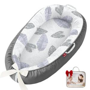 Baby Lounger - 100% Cotton Breathable Infant Lounger for Newborn, Portable Baby Nest for Home and Travel, Waterproof Lining, Newborn Babies Essentials Gifts