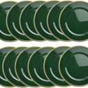 12 pcs Green Charger Plates, 13 Inch Plastic Beaded Round Charger Plates for Dinner, Tabletop Decor, Wedding,Christmas, Event Decoration.